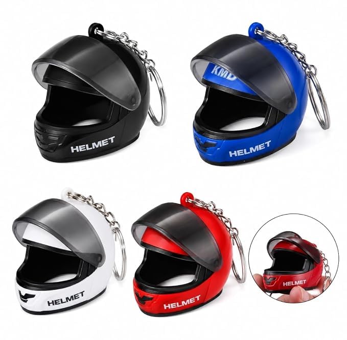 Bike Helmet Keychain – Mini Helmet Keyring with Bright Light