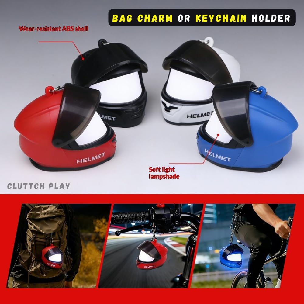 Bike Helmet Keychain – Mini Helmet Keyring with Bright Light