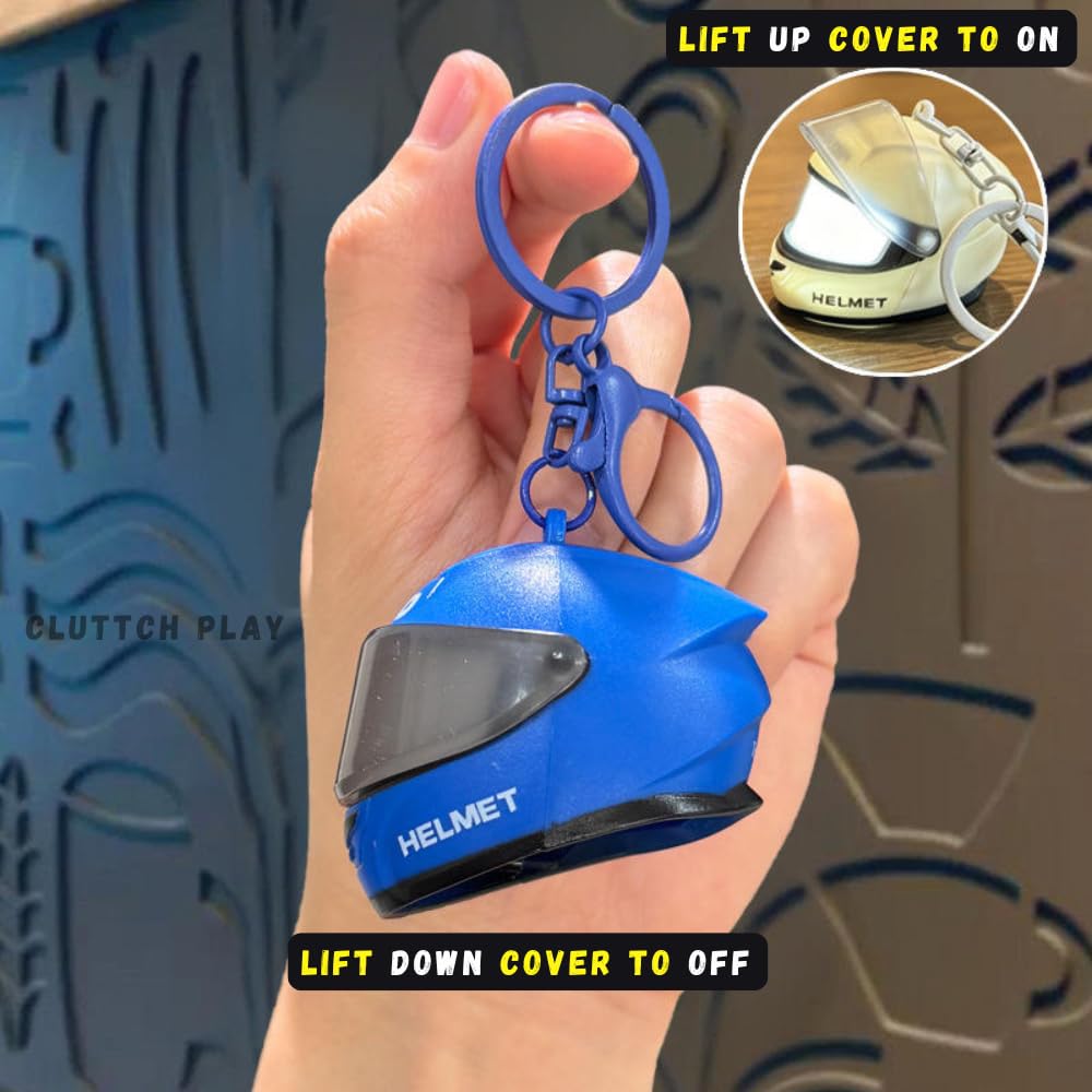 Bike Helmet Keychain – Mini Helmet Keyring with Bright Light
