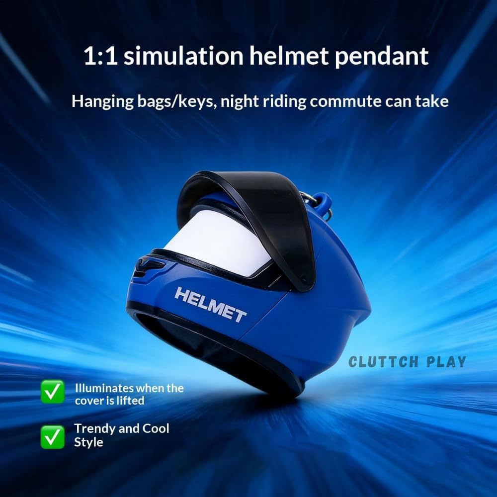 Bike Helmet Keychain – Mini Helmet Keyring with Bright Light
