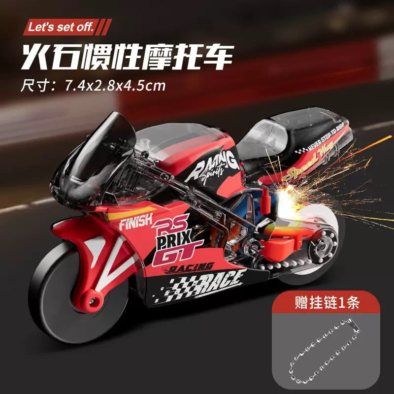 Sparky Bike Keychain – Mini Inertial Racing Bike Keychain with Spark Effect