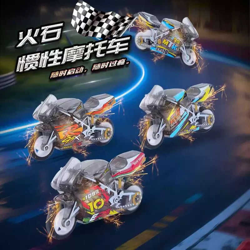 Sparky Bike Keychain – Mini Inertial Racing Bike Keychain with Spark Effect