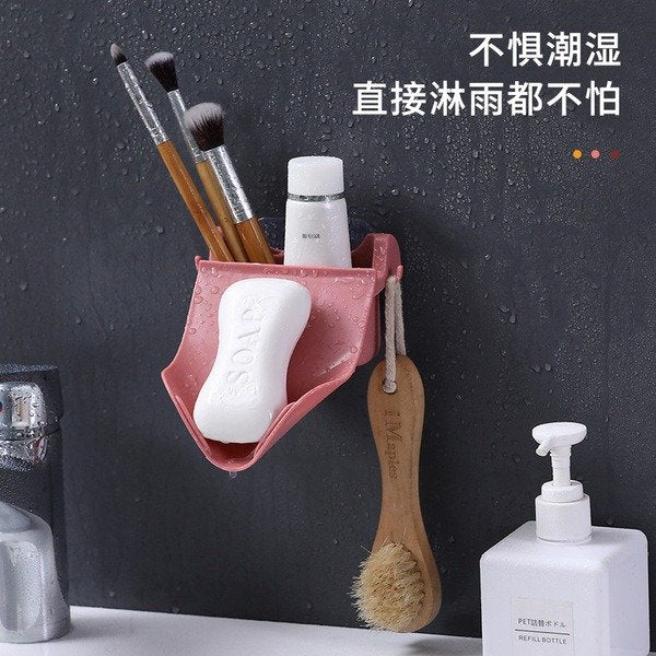 2 Pieces Wall-Mounted Leaf Shape Soap Holder with Hook & Storage