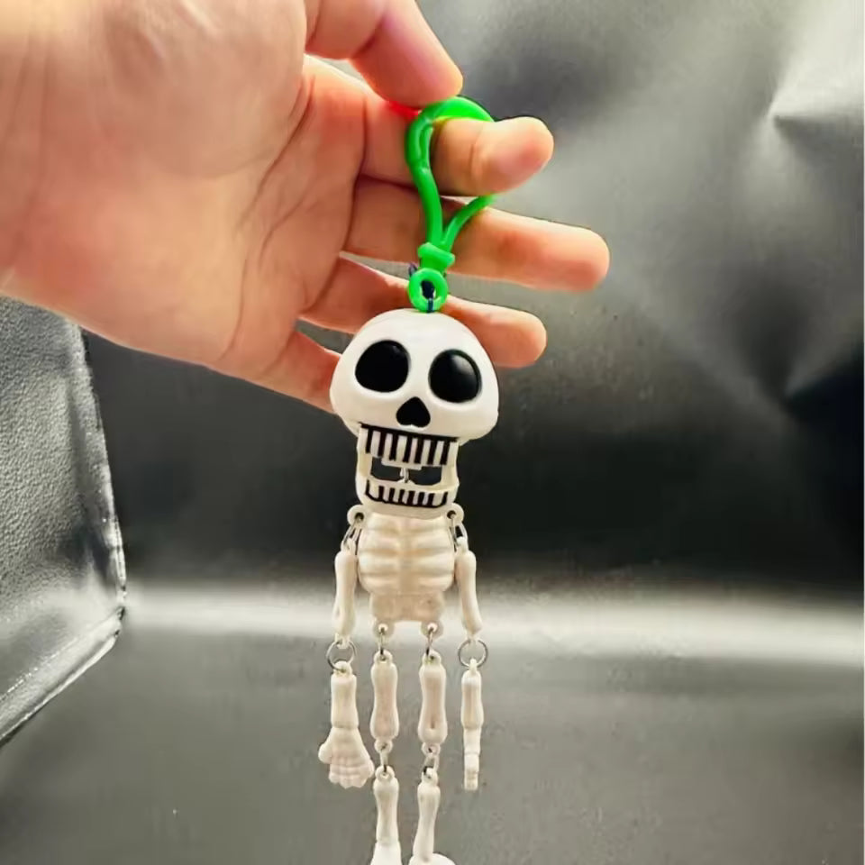Spooky Pull String Skull Head Keychain – Funny Screaming Skeleton Keyring
