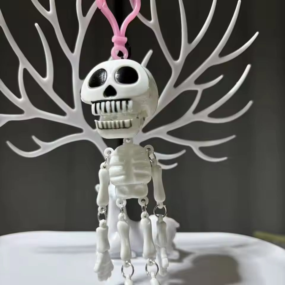 Spooky Pull String Skull Head Keychain – Funny Screaming Skeleton Keyring